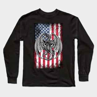 Patriotic Dragon American Flag Long Sleeve T-Shirt